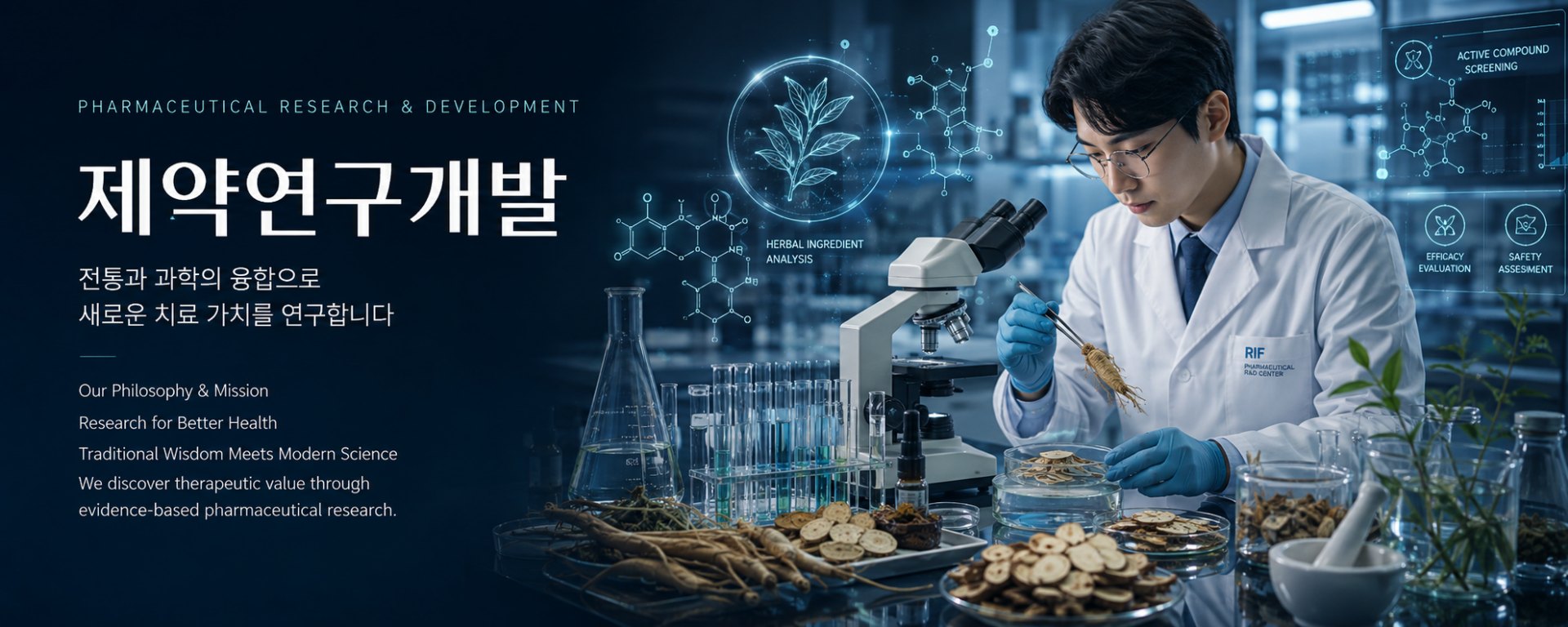 제약연구개발 — 전통과 과학의 융합으로 새로운 치료 가치를 연구합니다